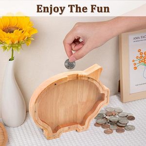 卸売カスタムクリエイティブ木製貯金箱木製パーソナライズ文字貯金箱コレクション子供用キャッシュボックス