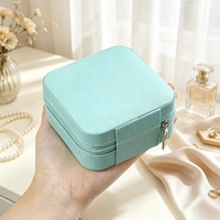 Boîte à bijoux de voyage portable en cuir PU avec fermeture éclair, étui de rangement pour bijoux avec compartiments divisés pour bagues, boucles d'oreilles, colliers, femmes