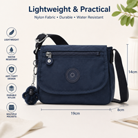 Tas Selempang Wanita Bahan Nylon Ringan Tahan Air dengan Banyak Kantong, Tas Bahu Kasual untuk Perjalanan, OEM Logo Kustom