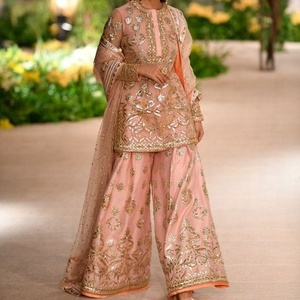 Latest & New-Indian/Pakistani-Party-Wear-Heavy-Embroidery work on Stylish--Kurta with Plazo Dress for Party & Wedding wear=2020 - Product Image 1