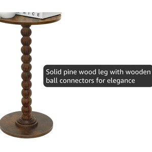 Mesa auxiliar redonda de madera maciza Chang Wei, 11,8 pulgadas de diámetro, 21,6 pulgadas de altura, mesa de centro portátil para sala de estar, balcón, dormitorio - Product Image 5