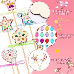 Crafts Moon Butterfly Magical Wand for Girls Wooden Diy <b>Princess</b> Fairy Wands Kit - Product Image 4