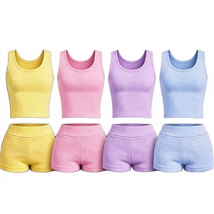 Conjunto Formal de 3 Piezas para Mujer, Personalizable con Logotipo, Color Algodón, Cintura Acanalada, por Encima de la Rodilla, de Secado Rápido, Transpirable, Corte Ajustado, para Verano - Product Image 3