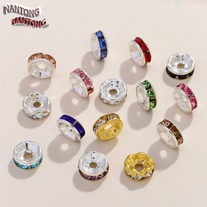 Anillos espaciadores de diamantes de imitación de Nantong, pequeñas cuentas chapadas en aleación para la fabricación de joyas DIY, pulseras, collares y accesorios. - Product Image 1