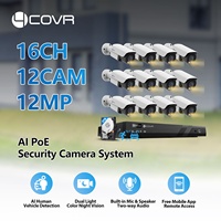 Système de caméra NVR POE 4COVR 12 pièces 12MP 16 canaux, système de surveillance IP CCTV extérieur AI audio bidirectionnel 6K 4K hybride 16 canaux