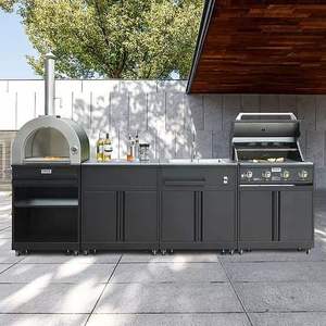 Parrilla de <span class=keywords><strong>cocina</strong></span> al aire libre Juego de horno de pizza Muebles de jardín de acero inoxidable negro Esquina Barbacoa Gabinete de <span class=keywords><strong>cocina</strong></span> Sinkdump Car - Product Image 2
