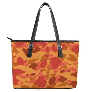 Women Luxury Shoulder Bag DIY Logo Printed Shopping <strong>Handbag</strong> 1pc MOQ Drop Shipping Custom POD Pink <strong>Red</strong> Camouflage Tote Bag - Product Image 4