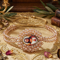 Bracelet Go2boho Jésus, style chapelet catholique en cristal, breloque cœur sacré, bijou de prière vintage perlé, cadeau
