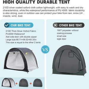 Tente pliable <span class=keywords><strong>pour</strong></span> vélo à une chambre portable, <span class=keywords><strong>abri</strong></span> de stockage <span class=keywords><strong>pour</strong></span> vélo individuel imperméable <span class=keywords><strong>pour</strong></span> le cyclisme en plein air - Product Image 5
