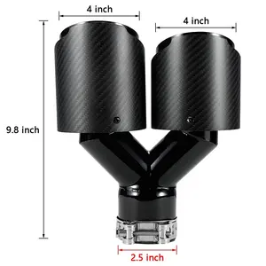 इनलेट आकार 63 मिमी/2.5", आउटलेट आकार 101 मिमी/4" कार्बन फाइबर निकास टिप कार्बन फाइबर टेल पाइप कार्बन फाइबर मफलर