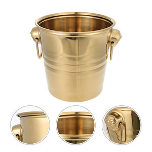 Custom <strong>Silver</strong> Stainless Steel Eco-Friendly <strong>Ice</strong> <strong>Bucket</strong> with Two Handles and Custom Logo for Beer Minimalist Design - Product Image 2