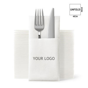 <span class=keywords><strong>Serviettes</strong></span> de table jetables en Airlaid avec pochette à couverts, effet lin, résistantes, personnalisables avec logo, pour mariages, hôtels et restaurants - Product Image 2