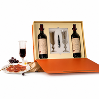 Boîte cadeau magnétique écologique pour deux bouteilles, logo personnalisé, emballage de vin haut de gamme pliable avec poignée, OEM ODM