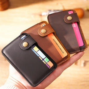 New Style Mens Wallet Crazy Horse Genuine Leather Minimalist Ultra Slim Credit Card Holder Wallet - Product Image 4