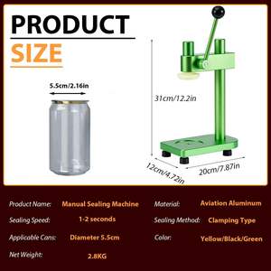 Commercial Manual Bearing Core <strong>Can</strong> <strong>Sealer</strong> Adjustable Vacuum Sealing <strong>Machine</strong> for Bottles Leak-Proof &amp; Lightweight - Product Image 2