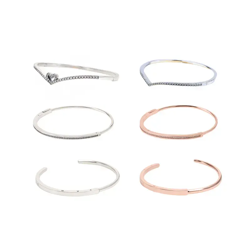 Wholesale High Quality 925 sterling silver bangle fit pandor charms bracelets fashion jewelry bracelets & bangles