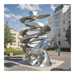 Grande sculpture d'escalier en spirale moderne en acier inoxydable, artisanat métallique abstrait, statue d'art en forme d'escalier tourbillon - Product Image 4