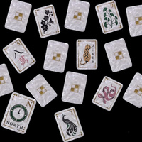 Ubin Mahjong Amerika Dekoratif Mewah, Akrilik Putih Mutiara, Desain Zodiak Oriental dan Satwa Liar