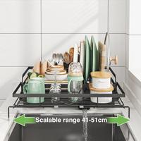 Grande capacité au-dessus de l'évier pliable multifonctionnel extensible réglable étendoir à vaisselle double niveau de stockage cadre en métal