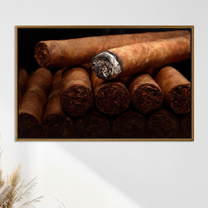 Rustic Tobacco Cigar Lounge Canvas Print for Smoking Room Decor,GOLD <b>FRAMED</b> CANVAS - Product Image 2