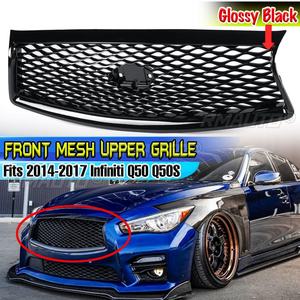 Gloss Black Car Front Grille Racing <b>Grill</b> Replacement Body Kit Upper Bumper Hood <b>Mesh</b> Grid <b>for</b> Infiniti Q50 Q50S 2014-2017 - Product Image 1