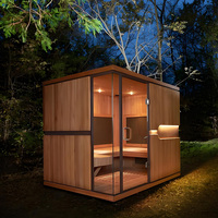 Ruang Sauna kayu padat luar ruangan Modern pintar, dengan pengering & kaleng dan pendingin Harvia 6kW