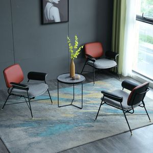 Fauteuil moderne de salon en cuir de luxe antique de style scandinave français <span class=keywords><strong>vintage</strong></span> en tissu design - Product Image 3
