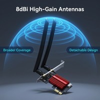 Carte PCIe WiFi 6E TISHRIC Intel AX210 Adaptateur Réseau Sans Fil Tri-Bande 2.4/5/6G Bluetooth 5.4 pour Ordinateur de Bureau Win 10/11