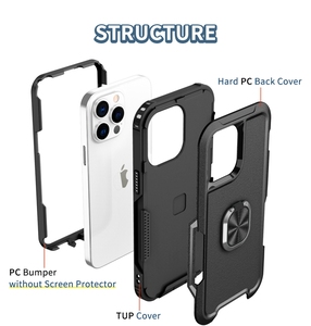 เคสโทรศัพท์3 in 1แบบไฮบริดมีวงแหวนกันกระแทกสำหรับ <span class=keywords><strong>iPhone</strong></span> 15 14 13 12 11 <span class=keywords><strong>XS</strong></span> XR PRO MAX ฝาครอบป้องกันด้านหลัง - Product Image 6