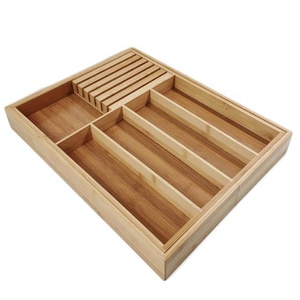 Organisateur de couverts multifonctionnel extensible en bois 2022, <span class=keywords><strong>plateau</strong></span> à couverts en bambou pour tiroir - Product Image 2