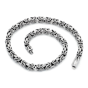 Collier byzantin en acier inoxydable plaqué sous vide, chaîne à maillons plats, bijoux de mode européens et américains pour hommes - Product Image 6