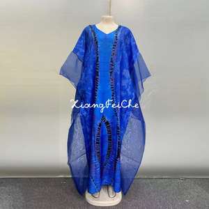 Nuovo stile europeo americano Patchwork Organza retrò abito lungo grande orlo estivo africano stampato vestito ampio da donna - Product Image 4