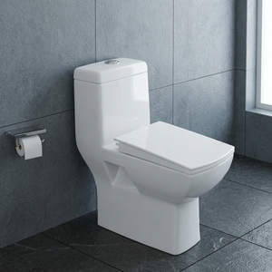WC monobloc Specto Black Gold Ceramic à double chasse et autonettoyant, à poser au sol, pour villa - Product Image 2