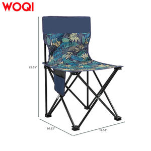 เก้าอี้พับแคมป์ปิ้ง Woqi สูง 28.35 นิ้ว เก้าอี้ตกปลาพกพาสำหรับกิจกรรมกลางแจ้ง พร้อมช่องเก็บของด้านข้าง รูปทรงสี่เหลี่ยม สไตล์ลำลอง - Product Image 1