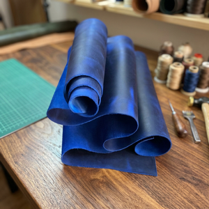 BS International New Split <b>Leather</b> Sheet Blue Color Shiny Grain Ostrich Wind Proof Accessories Craft Home Decor Customized Size - Product Image 1