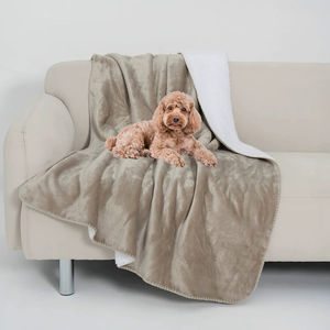 ผ้าห่มสัตว์เลี้ยงแบบกันน้ำ ซักได้ ขายส่ง ผ้าห่มสัตว์เลี้ยงขนฟลีซสีเทาอุ่น ผ้าห่มสุนัข ผ้าห่มแมว ขนนุ่ม อุ่นสบาย - Product Image 1