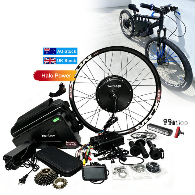 AU UK Warehouse  Halo Power Electric Bicycle Conversion Kit Ebike 1500W 2000w 3000w 5000w 8000w With Controller Throttle Battery