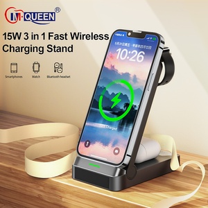 Custom Logo 15W <b>Desk</b> Power Bank Multifunction 3-in-1 Wireless Charger Station with PD Function Folding Stand for Phone - Product Image 2