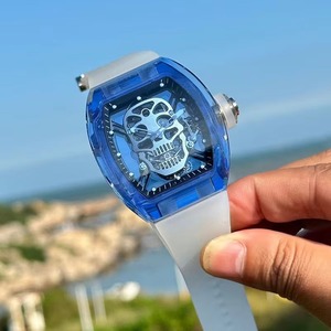 26 Relojes Mecánicos Automáticos de Cristal Azul con Diseño de Calavera y Tourbillon, Estilo Moderno - Product Image 2