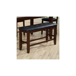 DB Modern Comptoir Hauteur Banc 1Pc Faux Cuir Rembourrage avec Pieds Coniques en Bois pour Chambre ou Salon en Marron - Product Image 3