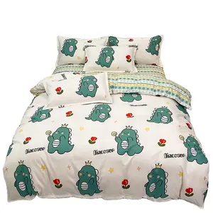 100%Polyester Lovely Dinosaur Reversible duvet cover kids Soft Comforter Animal Cartoon Series Pillowcase Bedding Set