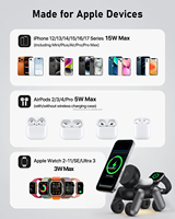 Chargeur sans fil 3 en 1, support de charge multifonction pour téléphone, chargeurs sans fil pour iPhone, AirPods, écouteurs, montre connectée
