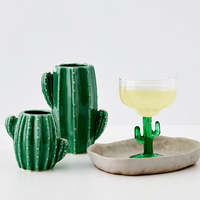 Vase en céramique antique peint à la main vase cactus vert vases en céramique beige pour la décoration intérieure