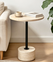 Table basse de style travertin, table d'appoint pour salon, chambre à coucher, meubles