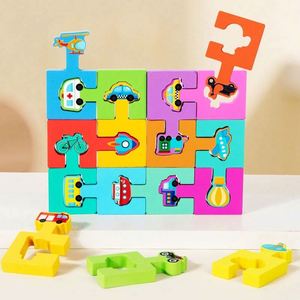 Rompecabezas de madera 3D para niños pequeños, 7 pulgadas, con bandeja, colores brillantes, clasificación de formas, rompecabezas de clavijas para niños de 3 a 5 años - Product Image 3