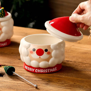 Taza de Cerámica Creativa de Santa Claus con Tapa, Diseño Navideño de Dibujos Animados para Regalos Navideños - Product Image 2