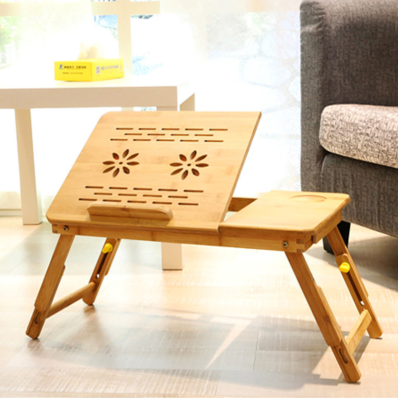 Регулируемый Многофункциональный складной стол для ноутбука Бамбуковая подставка для ноутбука Компьютерный стол Складной Бамбуковый стол для ноутбука для кровати