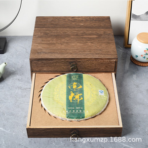 Wooden Double Layer Tea <b>Box</b> Rectangle 10 In High Handmade Storage For Pu'er Tea <b>Cake</b> <b>Gift</b> Craft - Product Image 4