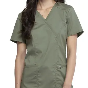 AQTQ OEM Short Sleeve Tops Jogger Pants Medical Hospital Nursing Scrub Uniforms Men Women Nurse Scrubs Set