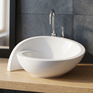 Kkmoon — Lavabo de Table transparent et en céramique, pour verre trempé, évier et évier, produits sanitaires, de haute qualité, blanc, transparent - Product Image 1